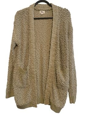 Pulse Sage Popcorn Cardigan XS Cozy Open Front Knit Pockets Boho Lounge